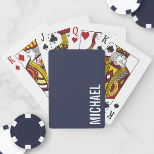 Baraja De Cartas Nombre personal Minimalista moderno azul marino
