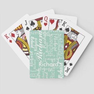 Baraja De Cartas Nombre Personalizado Azul Pálido