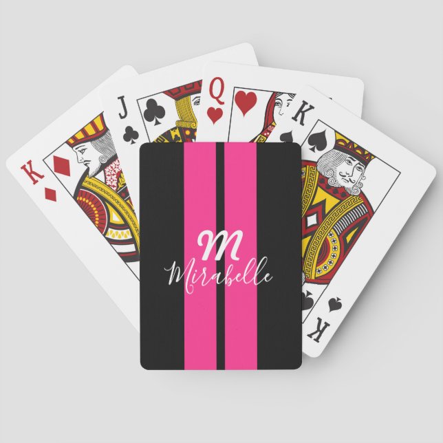 Baraja De Cartas Nombre personalizado Banda de Carreras rosa calien (Reverso)
