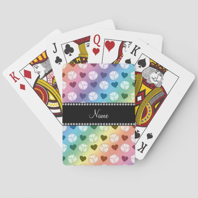 Baraja De Cartas Nombre personalizado: bolas de voleibol arco iris  (Reverso)