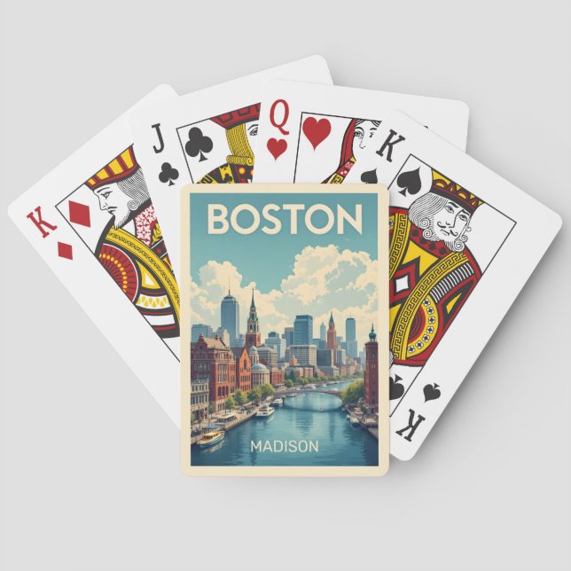 Baraja De Cartas Nombre personalizado Boston Massachusetts (Reverso)
