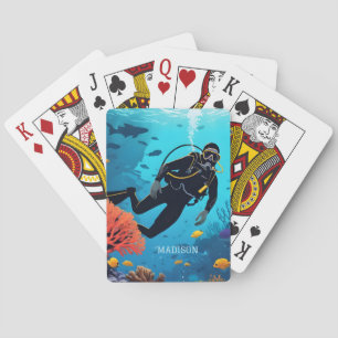 Baraja De Cartas Nombre personalizado Buceador Scuba