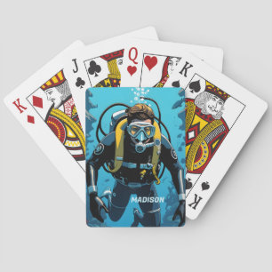 Baraja De Cartas Nombre personalizado Buceador Scuba