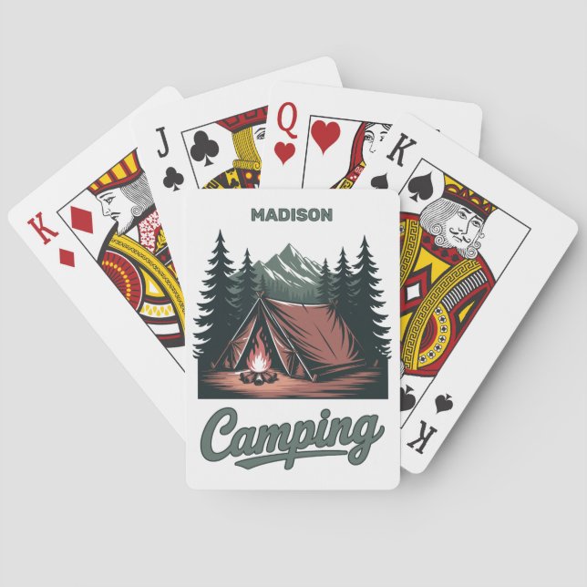 Baraja De Cartas Nombre Personalizado Camping (Reverso)