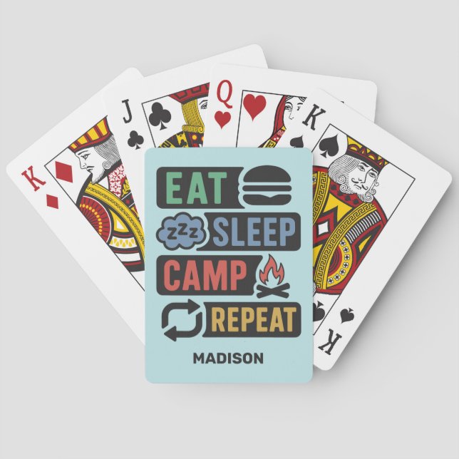 Baraja De Cartas Nombre Personalizado Camping (Reverso)