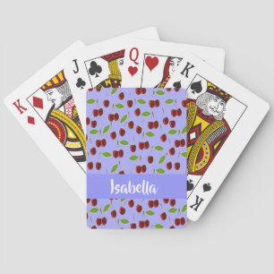 Baraja De Cartas Nombre personalizado cerezas patrón azul