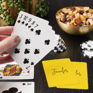 Baraja De Cartas Nombre personalizado color púrpura de texto amaril