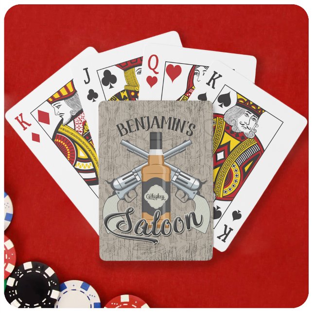 Baraja De Cartas NOMBRE personalizado Cowboy Revolver Gun Whiskey S (Subido por el creador)