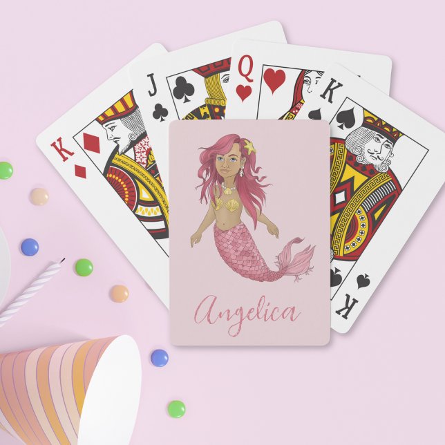Baraja De Cartas Nombre personalizado de cumpleaños feliz de sirena (Subido por el creador)
