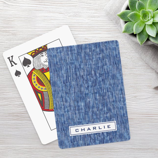 Baraja De Cartas Nombre personalizado de denim azul (Blue denim custom name poker cards)