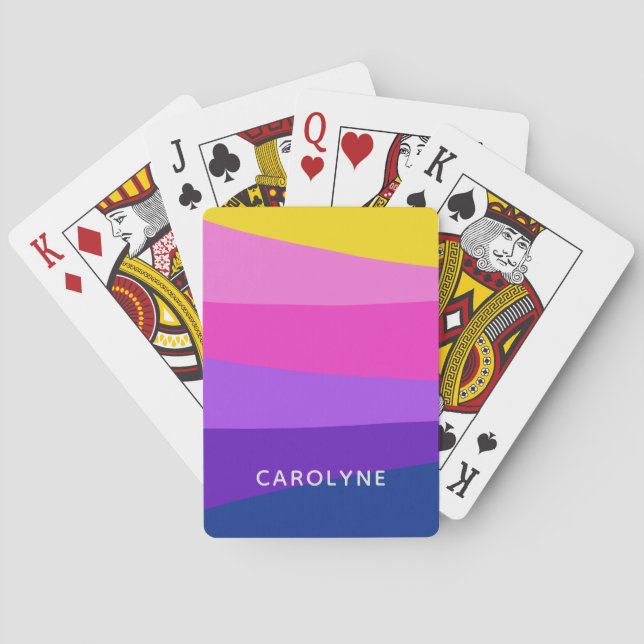 Baraja De Cartas Nombre personalizado de diseño ondulado simple y m (Reverso)