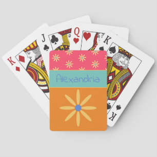 Baraja De Cartas Nombre personalizado de flor retro