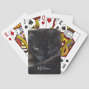 Baraja De Cartas Nombre personalizado de foto de gato negro