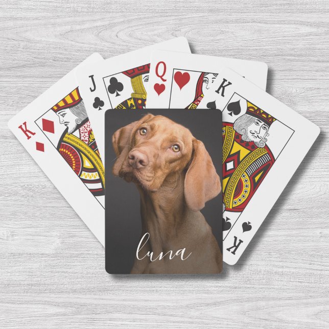 Baraja De Cartas Nombre personalizado de foto de perro mascota (Pet Dog Photo Playing Cards)
