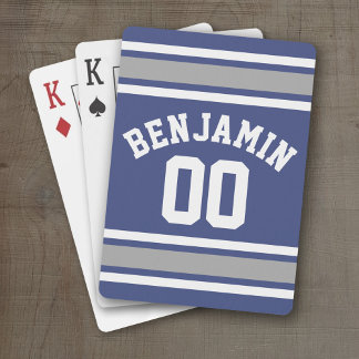 Baraja De Cartas Nombre personalizado de Jersey para Deportes Azule