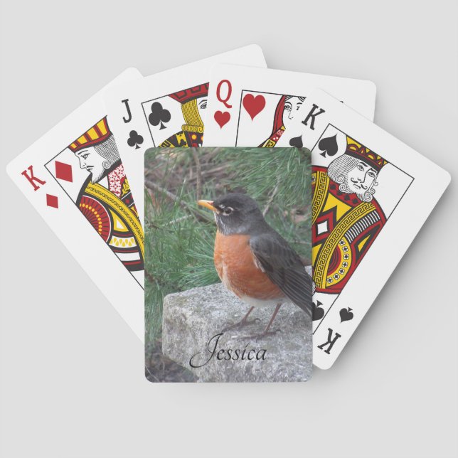 Baraja De Cartas Nombre personalizado de la foto de Robin  (Reverso)