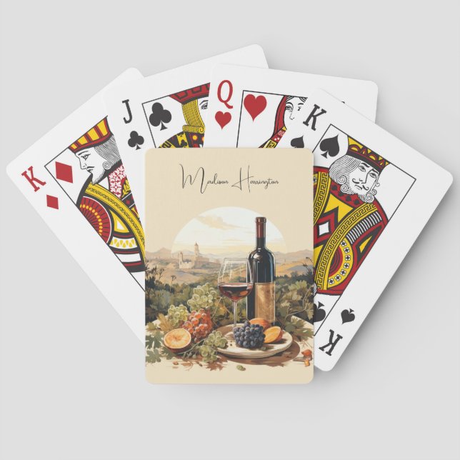Baraja De Cartas Nombre personalizado de Wine Lover (Reverso)