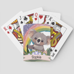 Baraja De Cartas Nombre personalizado del bebé de Koala Arcoiris