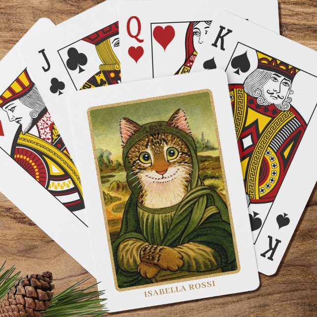 Baraja De Cartas Nombre personalizado del gato de la Mona Lisa (Subido por el creador)