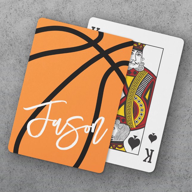 Baraja De Cartas Nombre personalizado del naranja negro de balonces (Basketball black orange custom name poker cards)