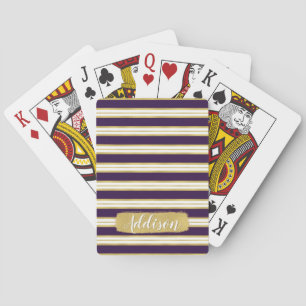 Baraja De Cartas Nombre personalizado del patrón de banda dorada pú