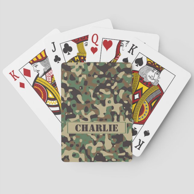 Baraja De Cartas Nombre personalizado del patrón de camuflaje de ca (Reverso)