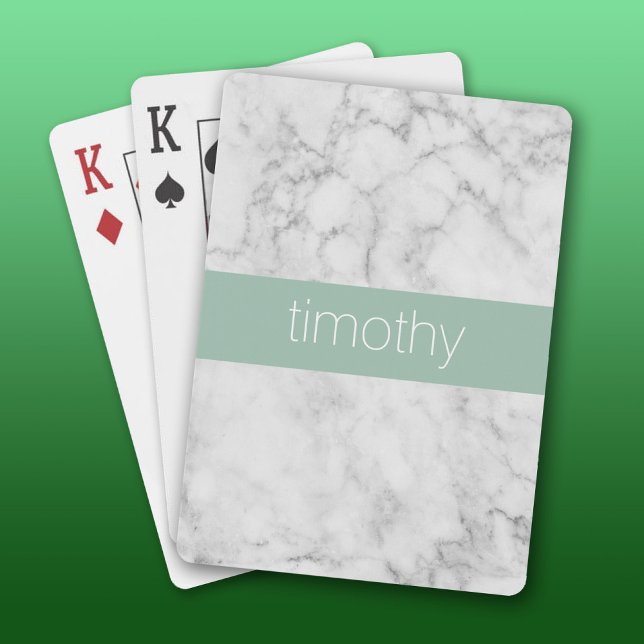 Baraja De Cartas Nombre personalizado del patrón de mármol gris y b (Custom Playing Cards)