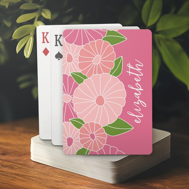 Baraja De Cartas Nombre personalizado del patrón floral de verano c (Custom Playing Cards)