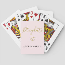 Baraja De Cartas Nombre personalizado divertido pastel rosa dorado 
