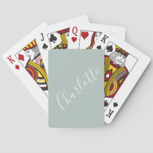 Baraja De Cartas Nombre Personalizado en Guión Minimalista Azul Pol