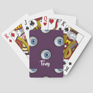 Baraja De Cartas Nombre personalizado en ojos grandes sobre morado