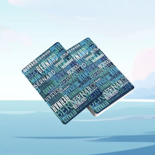 Baraja De Cartas Nombre personalizado en tonos azules costeros