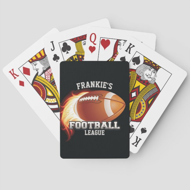 Baraja De Cartas NOMBRE Personalizado Flama Deportes Fútbol America (Reverso)