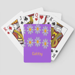 Baraja De Cartas Nombre personalizado flores azules en violeta