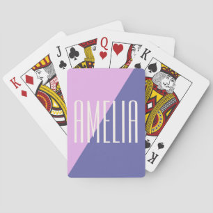 Baraja De Cartas Nombre personalizado geométrico moderno rosa púrpu
