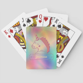 Baraja De Cartas Nombre personalizado holográfico de unicornio 3D  