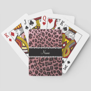 Baraja De Cartas Nombre personalizado impresión de leopardo de purp