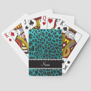 Baraja De Cartas Nombre personalizado impresión de leopardo de purp