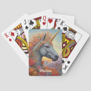 Baraja De Cartas Nombre personalizado lindo unicornio
