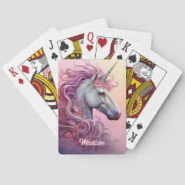 Baraja De Cartas Nombre personalizado lindo unicornio