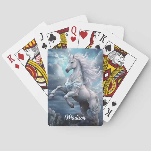 Baraja De Cartas Nombre personalizado lindo unicornio (Reverso)
