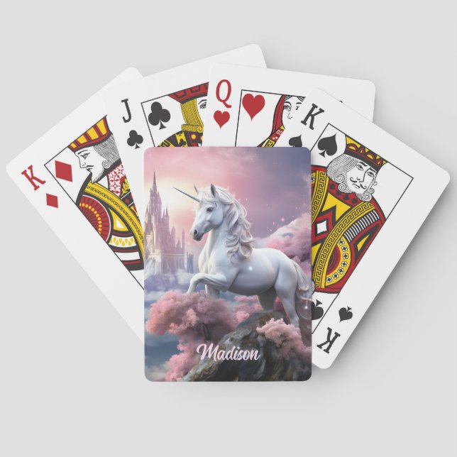 Baraja De Cartas Nombre personalizado lindo unicornio (Reverso)