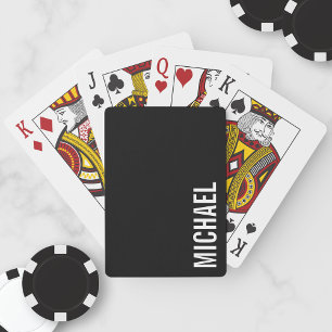 Baraja De Cartas Nombre Personalizado Minimalista Moderno en Negro