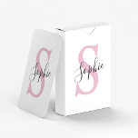 Baraja De Cartas Nombre personalizado moderno Monograma rosa<br><div class="desc">Nombre personalizado moderno Monograma rosa</div>