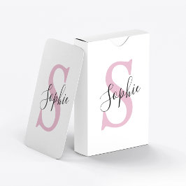 Baraja De Cartas Nombre personalizado moderno Monograma rosa