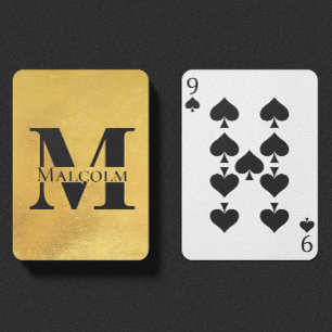Baraja De Cartas Nombre personalizado Monograma Personalizado de Or