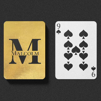 Baraja De Cartas Nombre personalizado Monograma Personalizado de Or