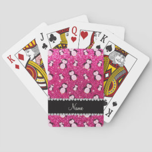 Baraja De Cartas Nombre personalizado neón purpurina rosa caliente