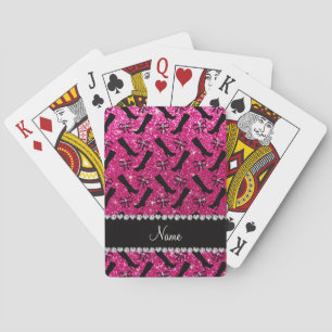 Baraja De Cartas Nombre personalizado neón purpurina rosado calient