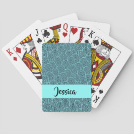 Baraja De Cartas Nombre personalizado ondas espirales azules